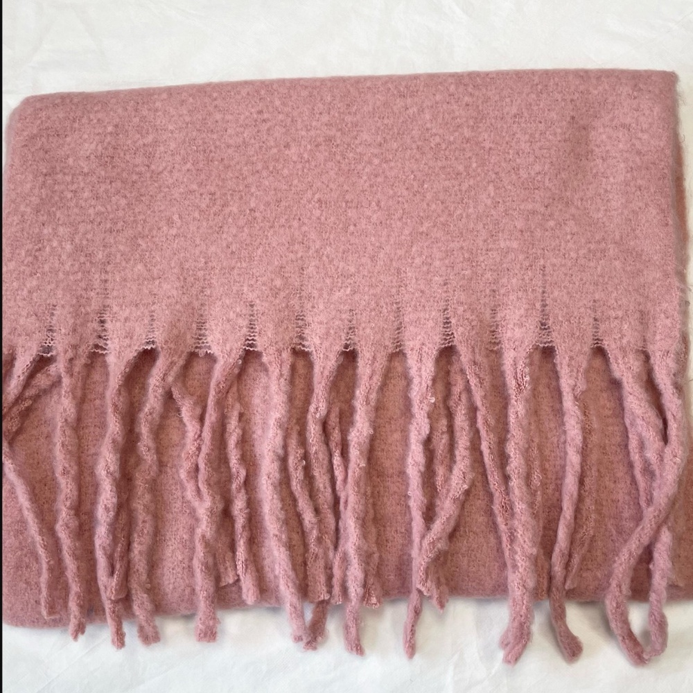 Scarf, Plaid, Pink Large Scarf, Wool Shawl, Wrap, Warm Pashmina, NEW